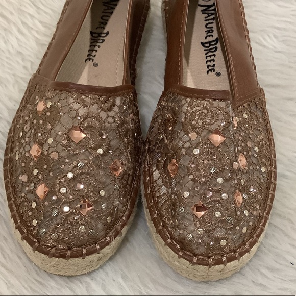 Women’s Brown Rhinestone sparkling Espadrille Platform summer beach shoe… - Picture 5 of 14